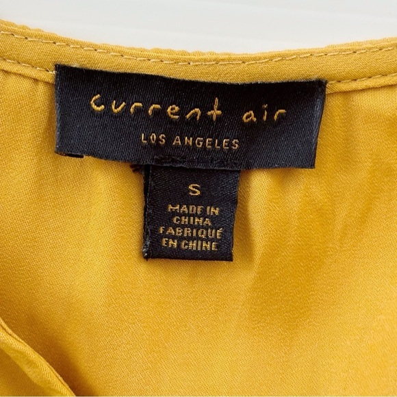 Current Air Tie Neck Blouse Small Mustard Anthropologie - Picture 4 of 6